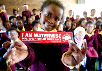 A Aphelele Ndamane Gr R pupil at Tyholora Primary is Water Wise